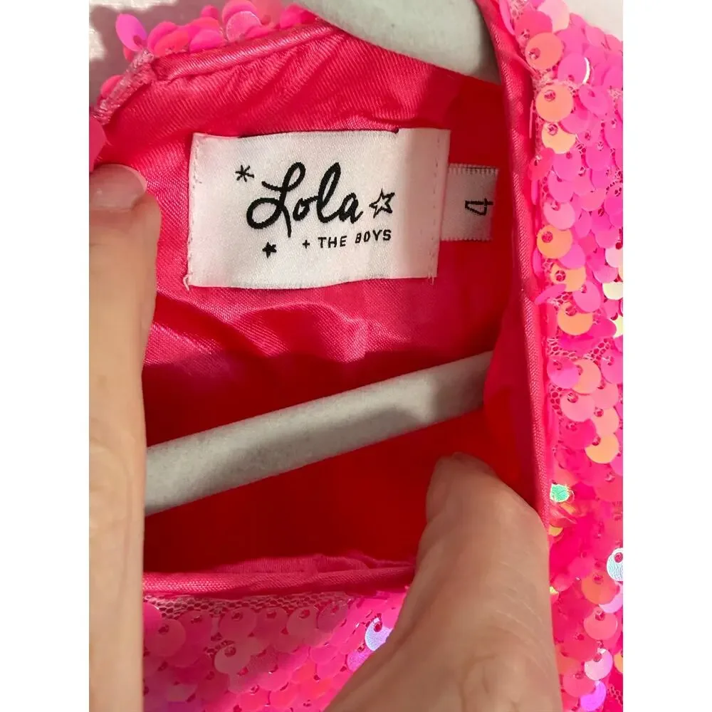 Lola & The Boys Little Girls Ombre Sequin Shimmer Puff Sleeve Dress size 4